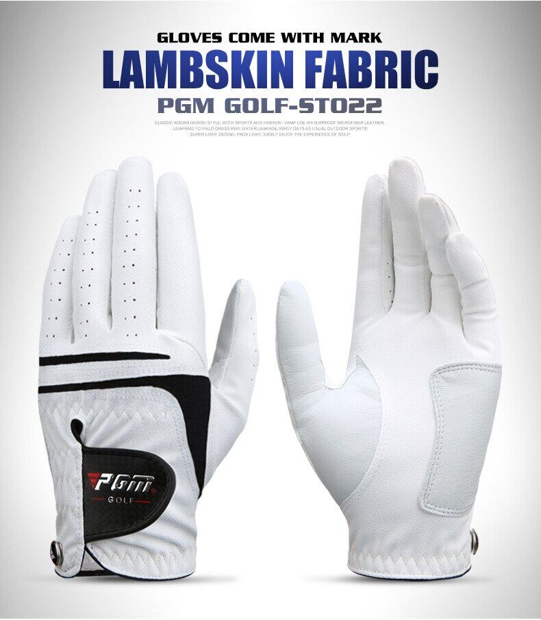 PGM Men Golf  Gloves White Breathable Kid-lambskin Genuine Leather Sport Hand Glove Wear Single Left Right Handed Batting ST022