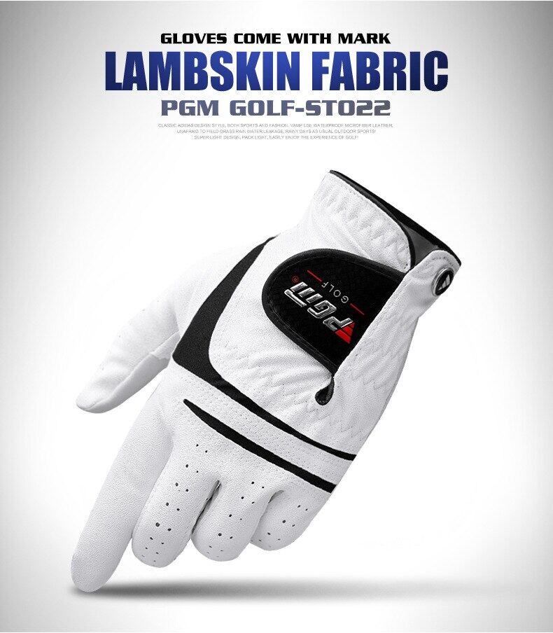 PGM Men Golf  Gloves White Breathable Kid-lambskin Genuine Leather Sport Hand Glove Wear Single Left Right Handed Batting ST022