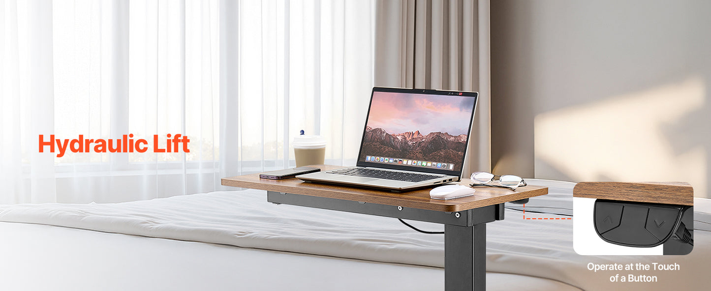 SucceBuy Overbed Table Mobile Bed Side Table with Swivel Casters Height & Angle Adjustable Laptop Desk for Home Office Study