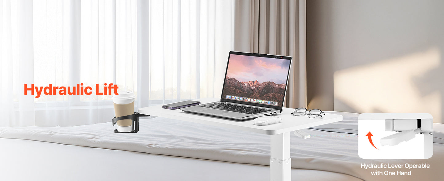 SucceBuy Overbed Table Mobile Bed Side Table with Swivel Casters Height & Angle Adjustable Laptop Desk for Home Office Study