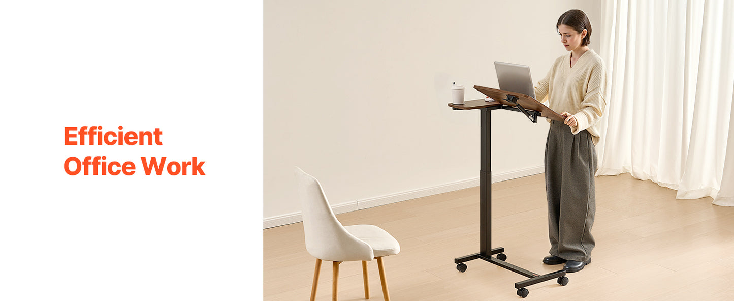 SucceBuy Overbed Table Mobile Bed Side Table with Swivel Casters Height & Angle Adjustable Laptop Desk for Home Office Study