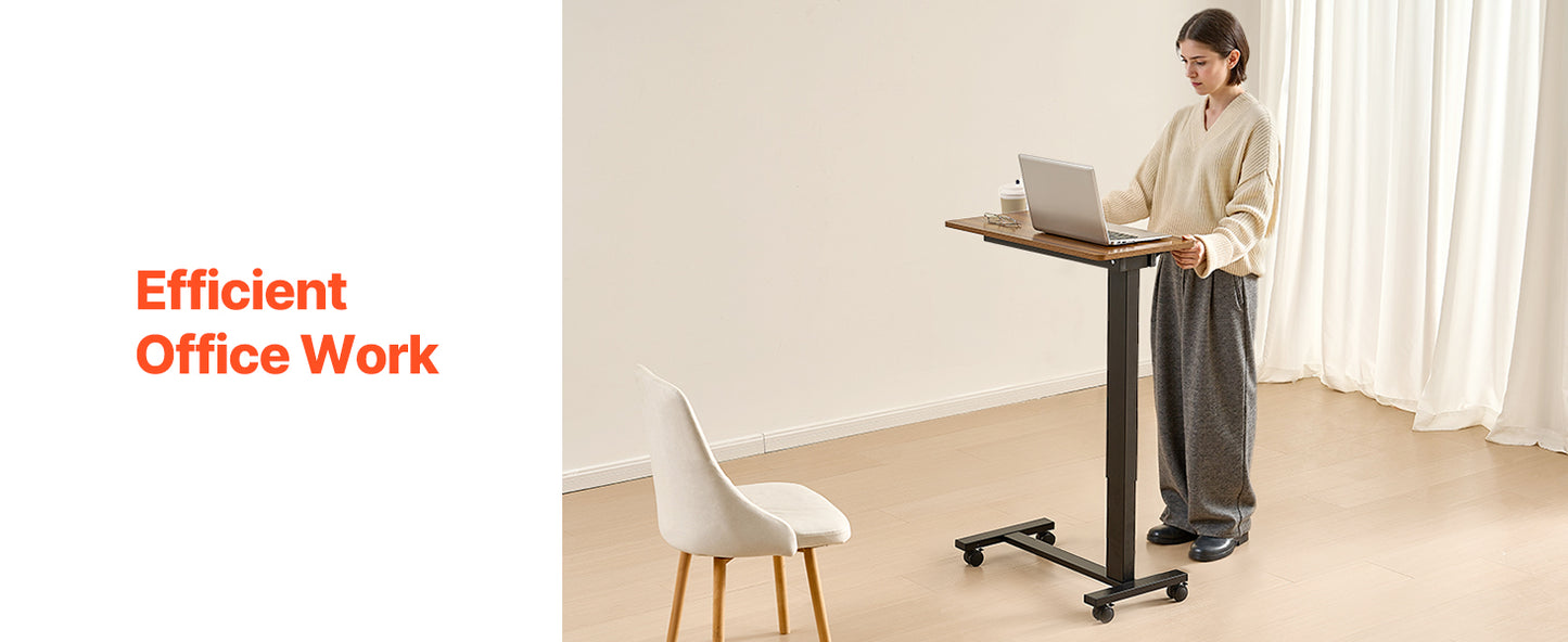 SucceBuy Overbed Table Mobile Bed Side Table with Swivel Casters Height & Angle Adjustable Laptop Desk for Home Office Study