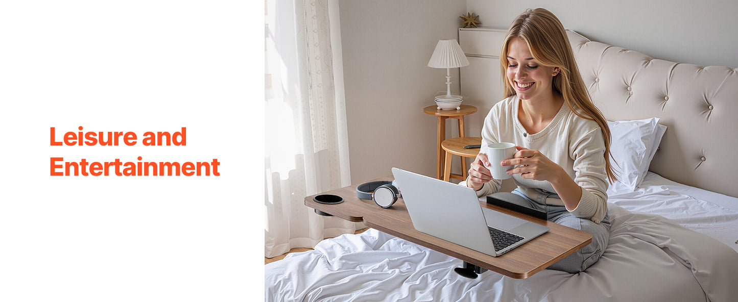 SucceBuy Overbed Table Mobile Bed Side Table with Swivel Casters Height & Angle Adjustable Laptop Desk for Home Office Study