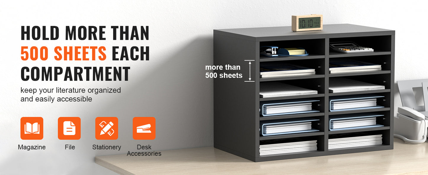 SucceBuy Literature Organizers with Adjustable Shelves Wood Literature Sorter for Office Home Classroom Mailrooms EPA Certified