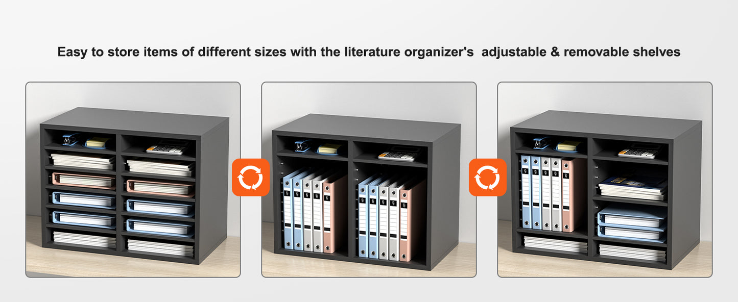 SucceBuy Literature Organizers with Adjustable Shelves Wood Literature Sorter for Office Home Classroom Mailrooms EPA Certified